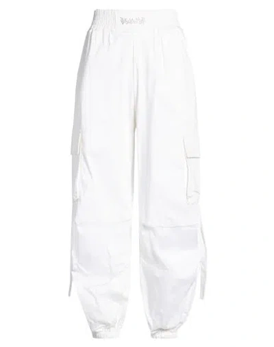 Disclaimer Woman Pants White Size L Cotton, Elastane