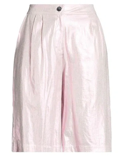 Disclaimer Woman Shorts & Bermuda Shorts Pink Size S Linen, Viscose