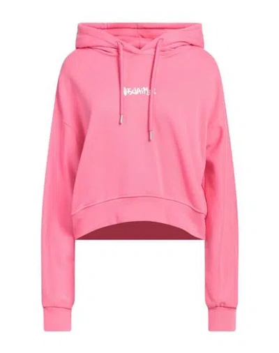 Disclaimer Woman Sweatshirt Fuchsia Size L Cotton In Fluo Fucshia/st White