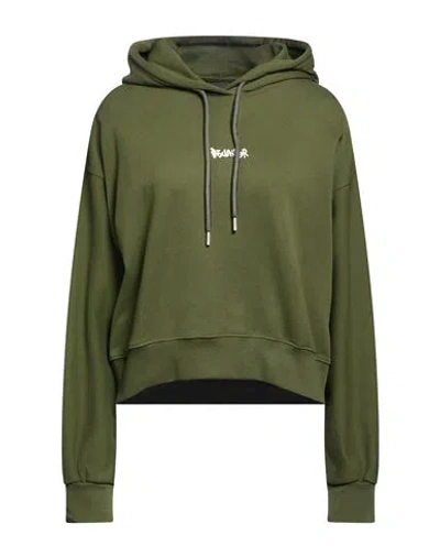Disclaimer Woman Sweatshirt Military Green Size M Cotton