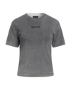 Disclaimer Woman T-shirt Grey Size L Cotton, Elastane