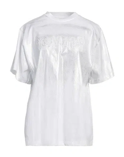 Disclaimer Woman T-shirt Silver Size L Cotton