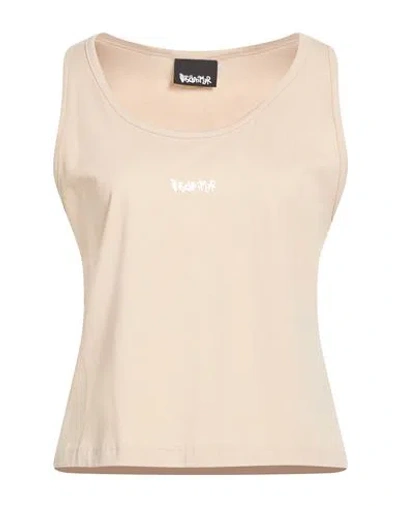 Disclaimer Woman Tank Top Beige Size L Cotton In Neutral