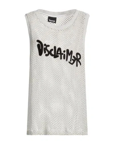 Disclaimer Woman Tank Top Silver Size S Viscose, Cotton, Metal, Polyamide In White