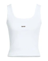 Disclaimer Woman Tank Top White Size M Cotton, Elastane
