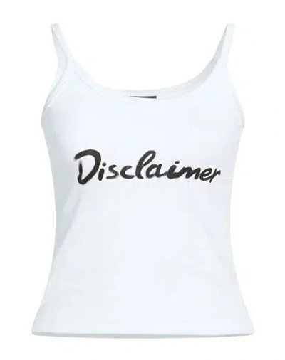 Disclaimer Woman Tank Top White Size S Cotton, Elastane