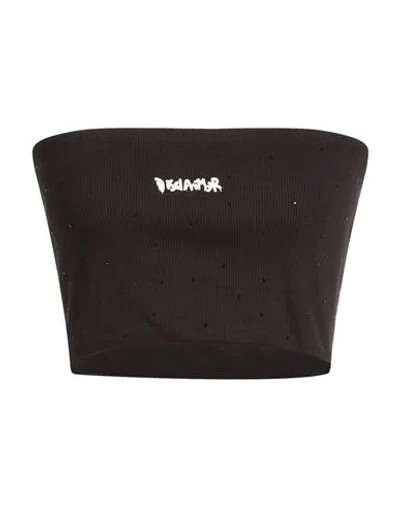 Disclaimer Woman Top Black Size S Cotton, Elastane In Brown