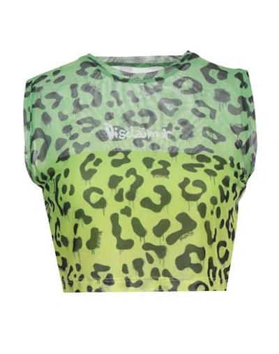 Disclaimer Woman Top Lime Green Size L Polyester, Elastane