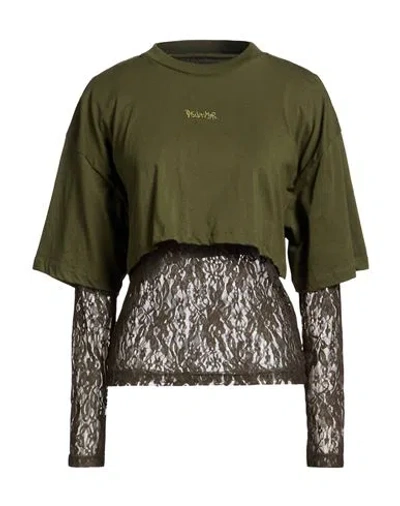 Disclaimer Woman T-shirt Military Green Size Xs Cotton