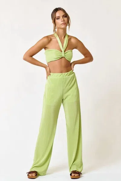 Disco Avenue Salt And Lime Wide Leg Pants In Green