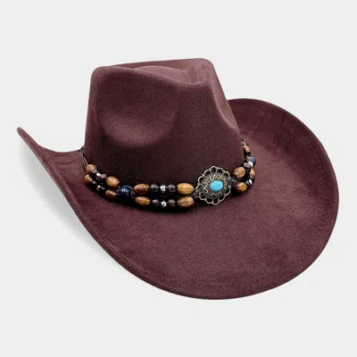 Discontinued Beaded Western Concho Band Cowboy Hat In Red