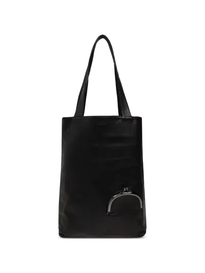 Discord Yohji Yamamoto Large Kiss-lock Leather Tote Bag In Black