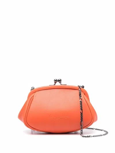 Discord Yohji Yamamoto Leather Frame Purse In Orange