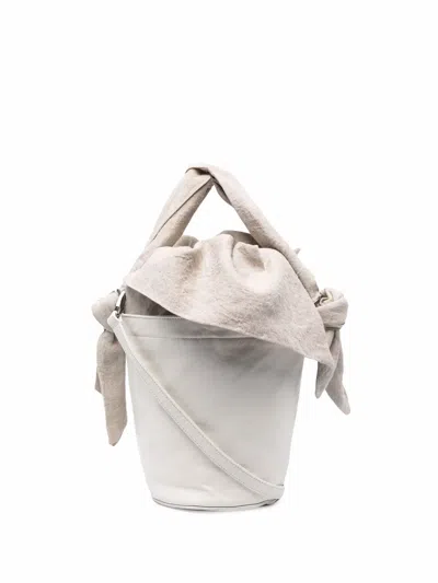 Discord Yohji Yamamoto Linen-lined Leather Bucket Bag In Neutrals