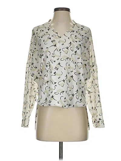 Pre-owned Disko Sport Long Sleeve Blouse In White
