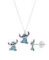 Disney 2-piece Stitch Necklace And Earrings Set In Sterling Silver In Blue