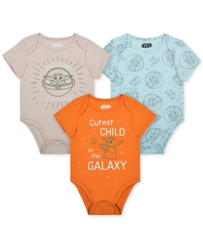 Disney Baby 3 Pack Baby Yoda Bodysuits In Assorted