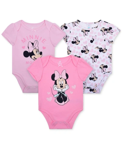 Disney Baby 3 Pack Minnie Mouse Bodysuits In Pink