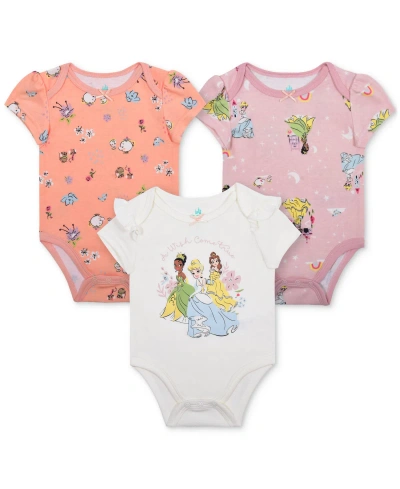 Disney Baby 3 Pack Princesses Bodysuits In Assorted