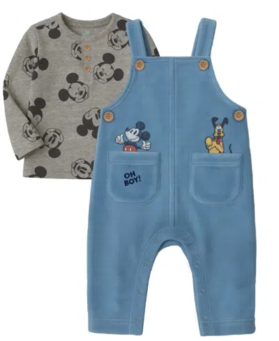 Disney Baby Boys 2-piece Mickey Mouse Corduroy Top And Overall Set In Multi