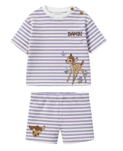 Disney Baby Boys' Bambi Short-sleeve T-shirt And Elastic Shorts, 2-piece Set In Multi