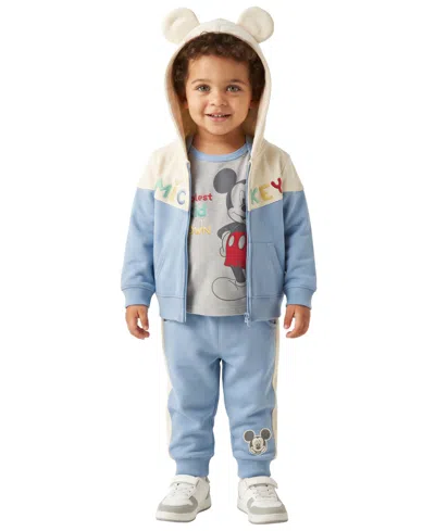 Disney Baby Boys' Hooded Jacket, T-shirt And Pants, 4-piece Set In Blue