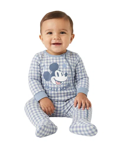 Disney Baby Boys' Mickey Check Pattern Sleep And Play Coverall In Multi