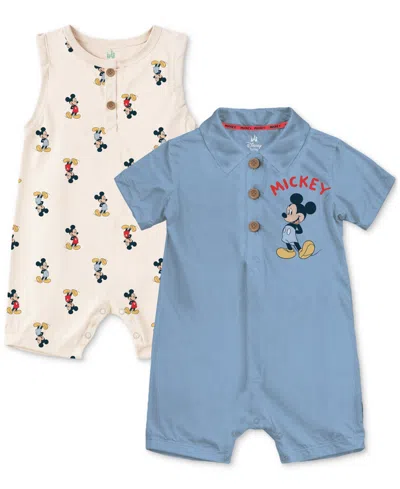 Disney Baby Boys Mickey Mouse Cotton Rompers, 2 Piece Set