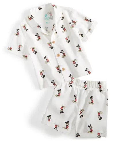 Disney Baby Boys Mickey Mouse Printed Top & Shorts, 2 Piece Set In White