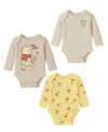 Disney Baby Boys Or Baby Girls 3-pack Pooh Long Sleeves Bodysuit Set In Yellow