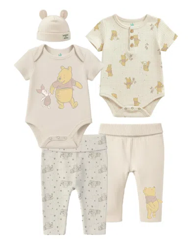 Disney Baby Boys' Or Baby Girls' Short-sleeve Bodysuit, Pants And Hat, 5-piece Set In Neutral