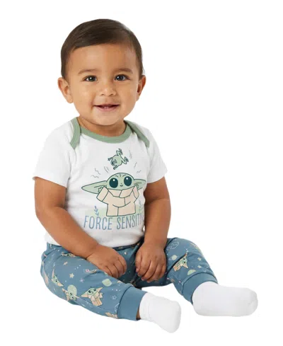Disney Baby Boys' Short-sleeve Baby Yoda And Pants, 2-piece Set In Multi