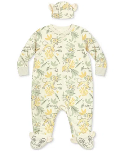 Disney Baby Boys The Lion King Footed Coverall & Hat, 2 Piece Set
