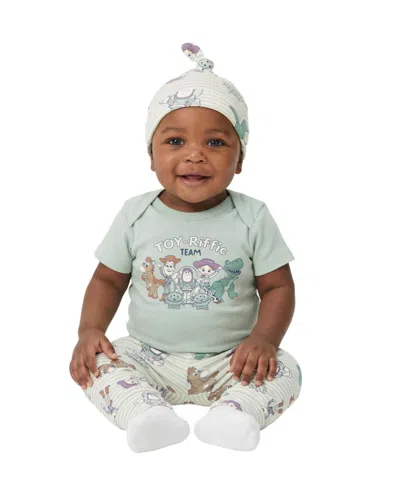 Disney Baby Boys' Toy Story Short-sleeve Bodysuit, Pants And Beanie, 3-piece Set In Green