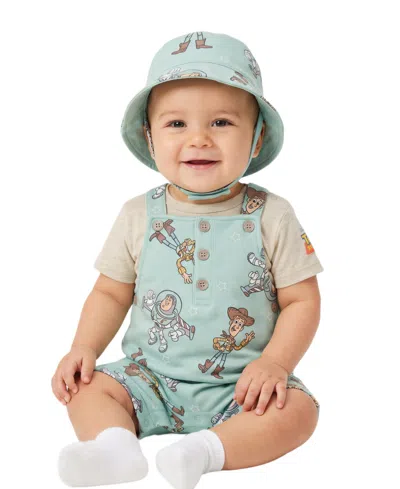 Disney Baby Boys' Toy Story T-shirt And Shortall With Bucket Hat, 3-piece Set In Multi