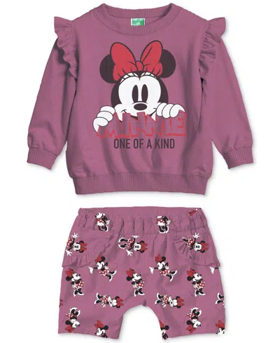 Disney Baby Girls 2-pc. Minnie One-of-a-kind Sweatshirt & Shorts Set