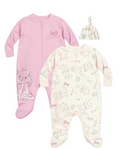 Disney Baby Girls 3-piece Marie The Cat Long Sleeve Coveralls And Hat Set In Multi
