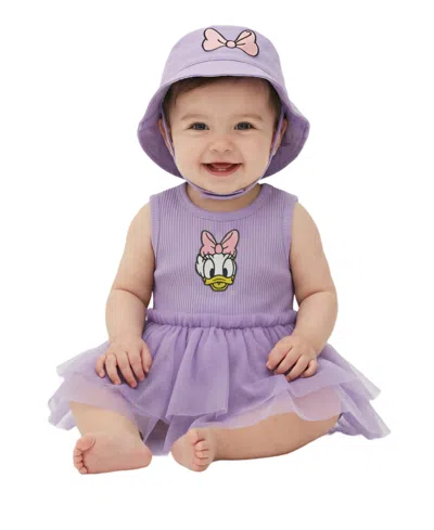 Disney Baby Girls' Daisy Duck Tank Tutu Dress With Hat In Purple