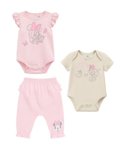 Disney Baby Girls' Minnie Mouse Bodysuits And Pants, 3-piece Set In Multi