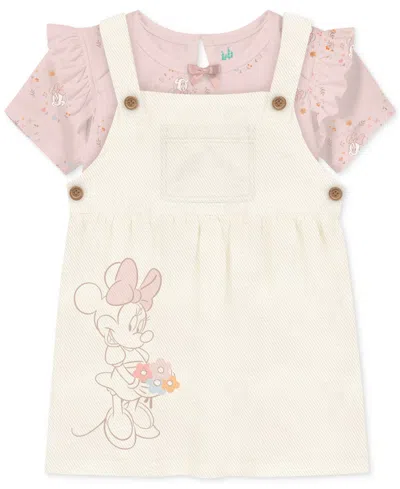 Disney Baby Girls Minnie Mouse Cotton Bodysuit & Jumper, 2 Piece Set In Off White