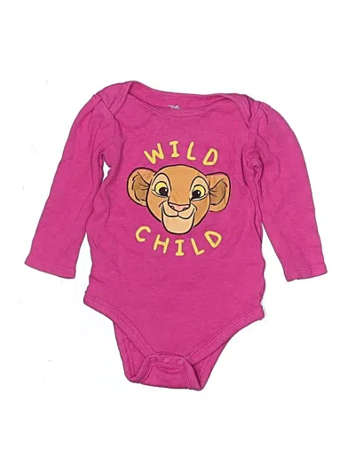 Pre-owned Disney Baby Babies' Long Sleeve Onesie In Pink