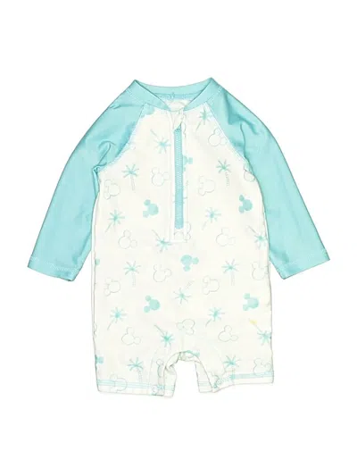 Pre-owned Disney Baby Babies' Long Sleeve Onesie In Teal