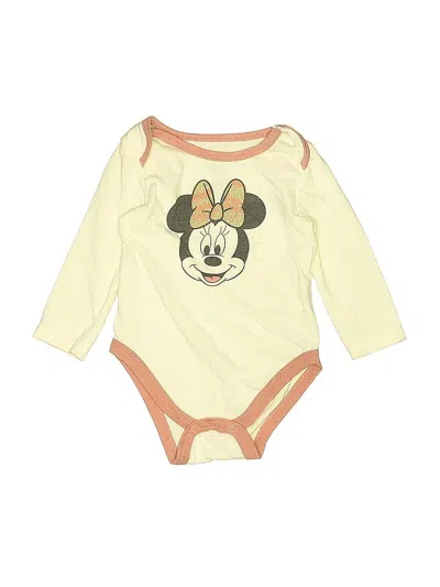 Pre-owned Disney Baby Babies' Long Sleeve Onesie In White