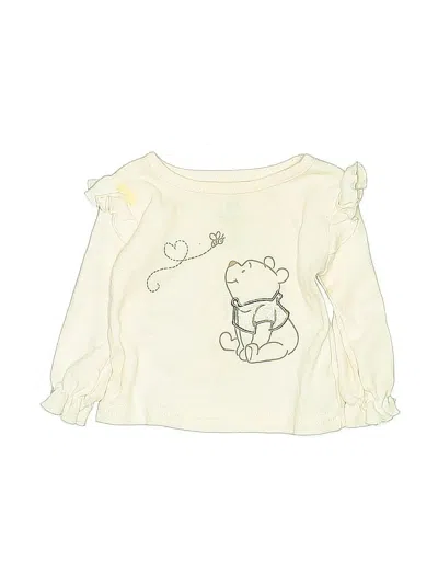 Pre-owned Disney Baby Babies' Long Sleeve Top Ivory Ruffles Neckline Tops