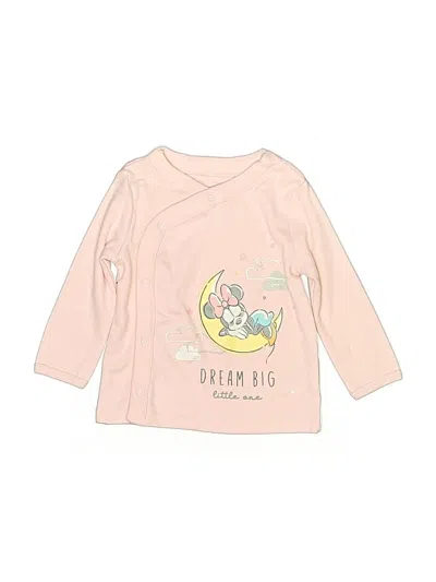 Pre-owned Disney Baby Babies' Long Sleeve Top Pink Crew Neck Tops