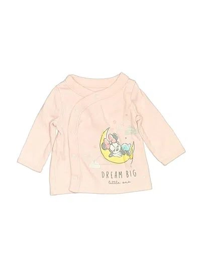 Pre-owned Disney Baby Babies' Long Sleeve Top Pink Crew Neck Tops