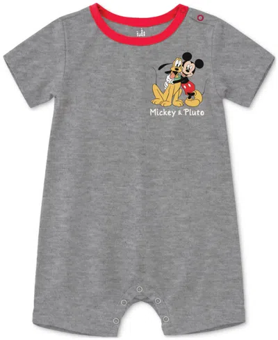 Disney Baby Mickey Mouse & Pluto Short-sleeve Romper In Gray