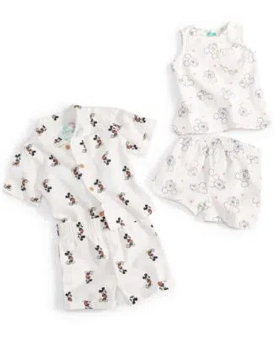 Disney Baby Mickey Mouse Minnie Mouse Top Shorts Sets In White