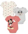 Disney Baby Mickey Mouse Short-sleeve Bodysuits, 3 Pack In Red