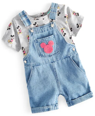Disney Baby Mickey Mouse T-shirt & Shortall, 2 Piece Set In Multi